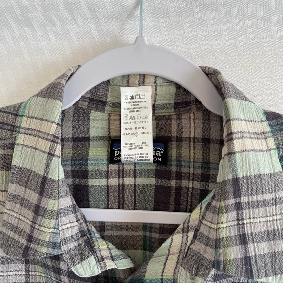 Patagonia Organic Cotton Plaid Button Up Shirt Green/Charcoal Size Med - Picture 7 of 9